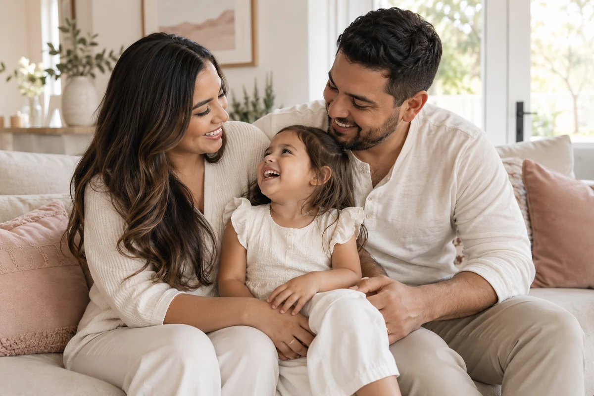 Una familia comparte un momento alegre en casa